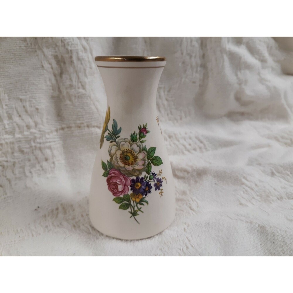 Vintage FLORA KERAMIEK GOUDA Mini Bud Vase Floral Pattern HOLLAND Pottery Vase